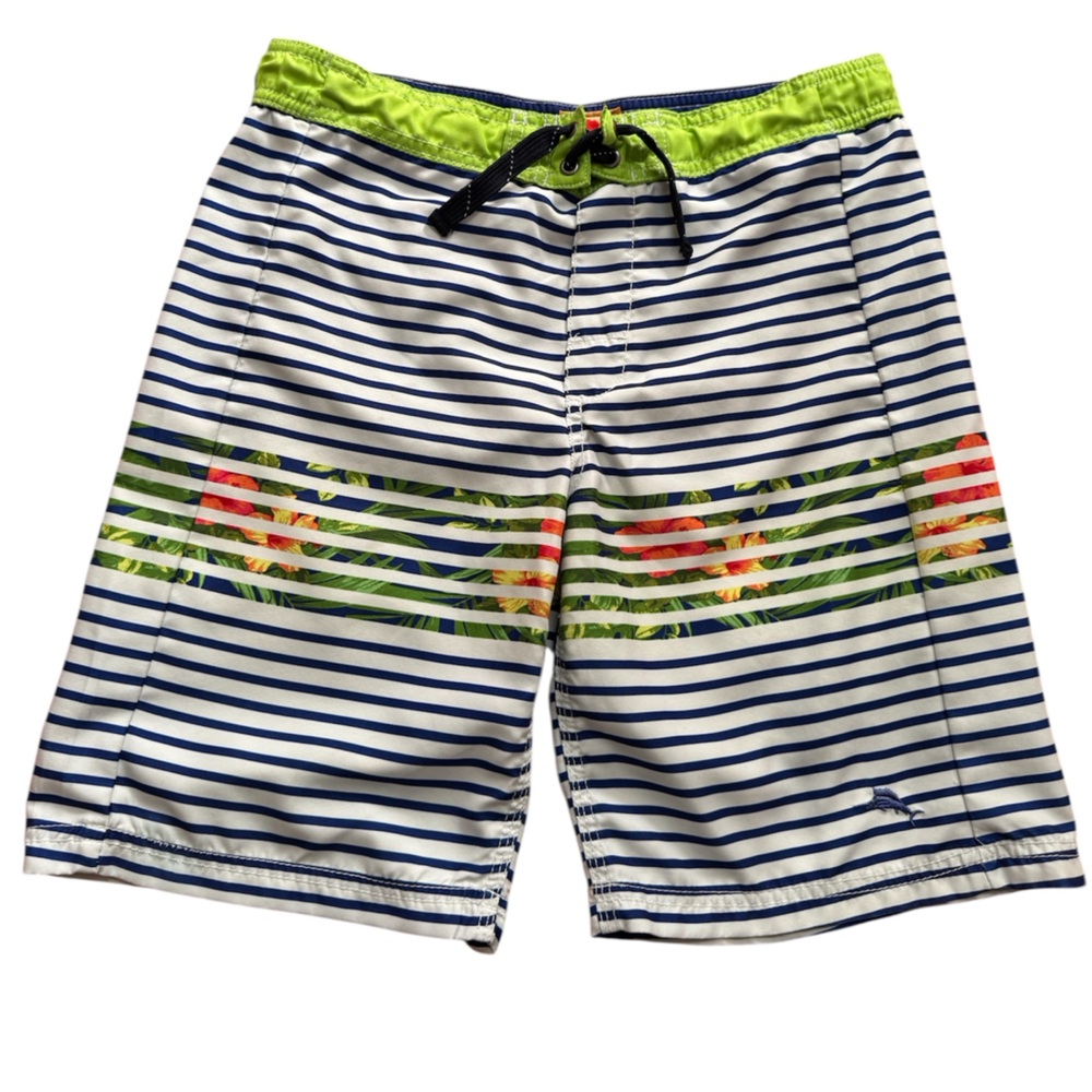 Tommy Bahama Shorts Boys Youth Size:L Blue Green Drawstring Swim Shorts